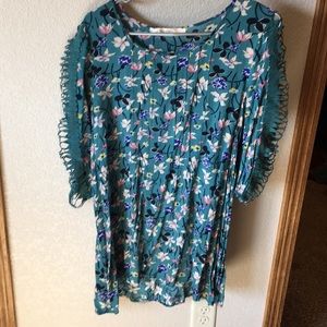 Teal floral tunic